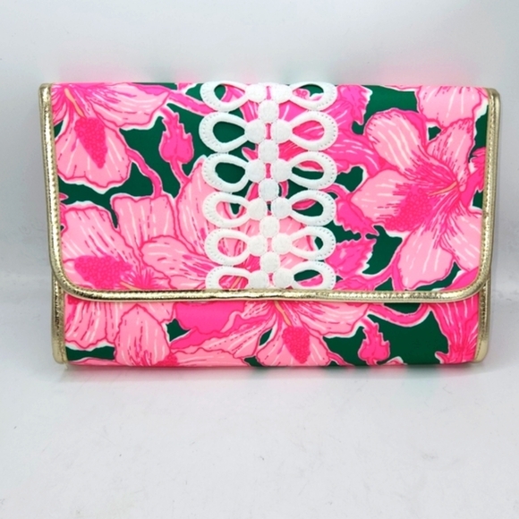 Lilly Pulitzer GWP Envelope Pouch Kelly Green Hibis Kiss - Picture 1 of 13